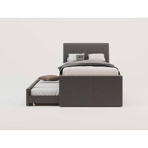 RAWSON & CO VIVIAN KING SINGLE FAUX LEATHER TRUNDLE BED