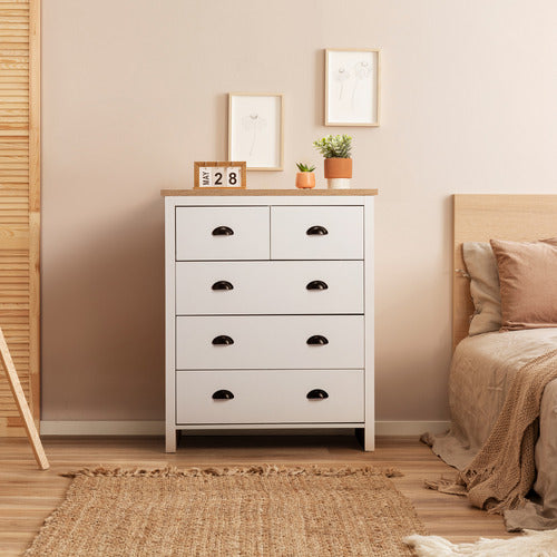 CORE LIVING WHITE & NATURAL EAST HASTINGS CHEST OF DRAWERS