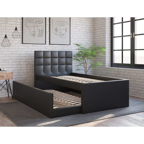 RAWSON & CO LANDA FAUX LEATHER KING SINGLE BED WITH TRUNDLE