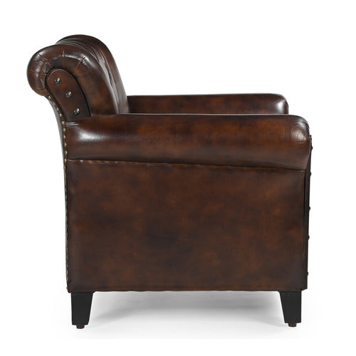 THE DECOR STORE STUDDED LEATHER ARM CHAIR
