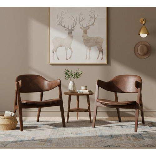 MIKASA FURNITURE CORDOVA FAUX LEATHER ARMCHAIRS (SET OF 2)