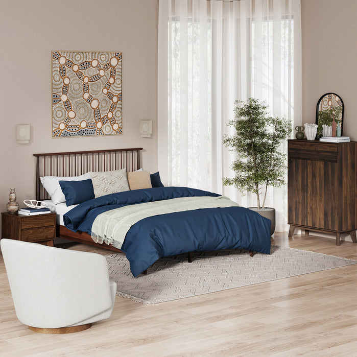 WARM BROWN LIAM PINE WOOD BED QUEEN