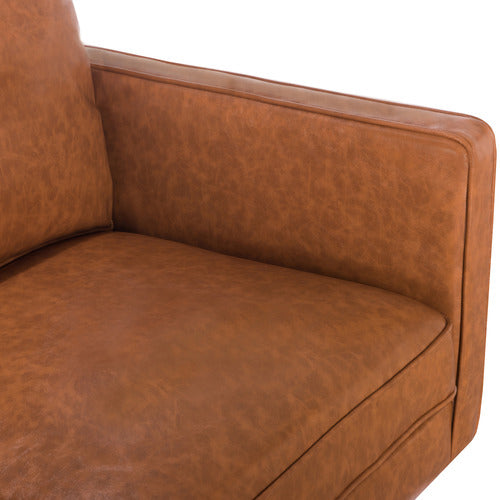 TAN CARLO FAUX LEATHER 3 SEATER SOFA