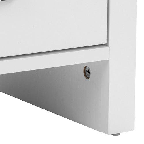 CORE LIVING WHITE & NATURAL EAST HASTINGS 3 DRAWER BEDSIDE TABLE