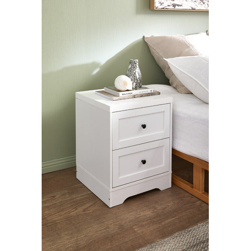 LIVING FUSION WHITE AURORA 2 DRAWER BEDSIDE TABLE