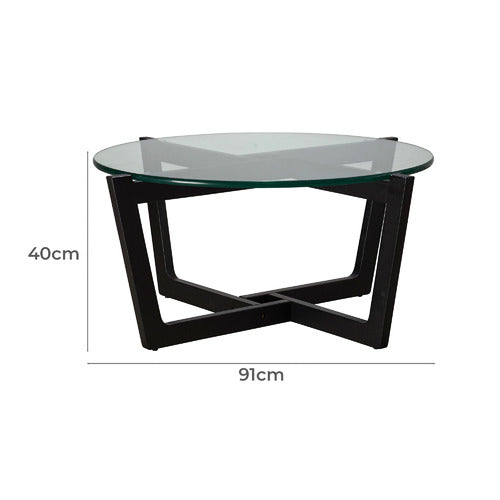 ESTUDIO FURNITURE MONTEREY GLASS & OAK COFFEE TABLE