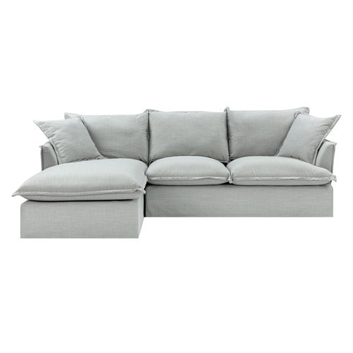 CREAM SOFTY PREMIUM 3 SEATER SLIPCOVER SOFA WITH CHAISE