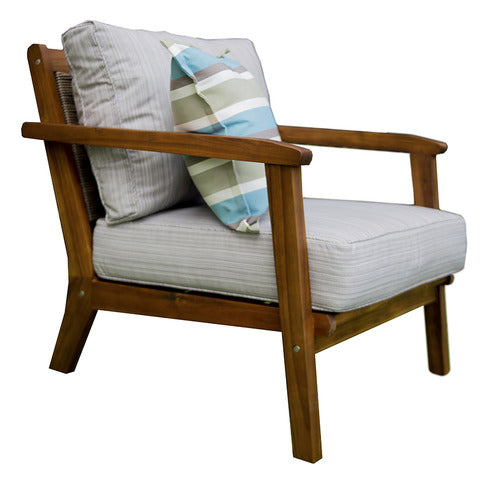Q FURNITURE NATURAL EUCALYPTUS WOOD OUTDOOR ARMCHAIR