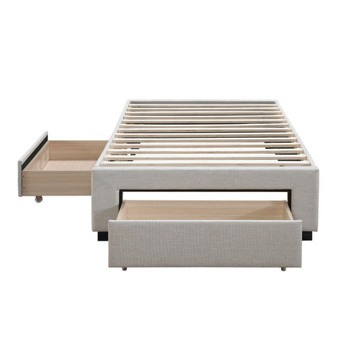 WESTERN DESIGNS OAT WHITE ASTRO KING SINGLE STORAGE BED BASE WITH MATTRESS