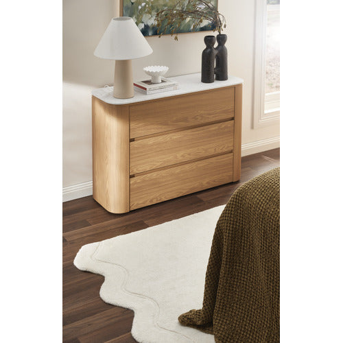 CARLTON FAUX MARBLE 3 DRAWER CHEST