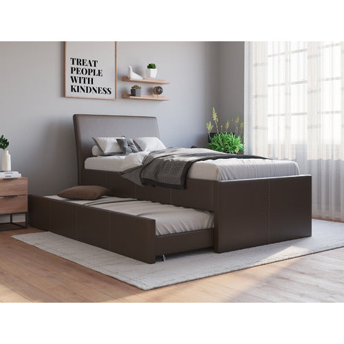 RAWSON & CO VIVIAN KING SINGLE FAUX LEATHER TRUNDLE BED