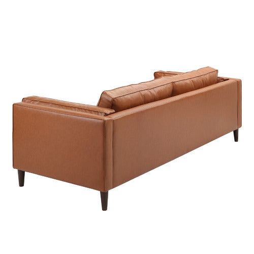 TAN BRAHM 3 SEATER PREMIUM FAUX LEATHER SOFA