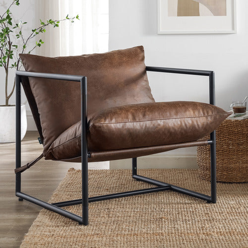STUDIO HOME EITHAN FAUX LEATHER SLING ACCENT CHAIR