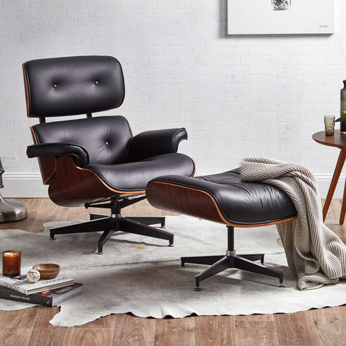 MILAN DIRECT EAMES PREMIUM REPLICA LOUNGE CHAIR & OTTOMAN