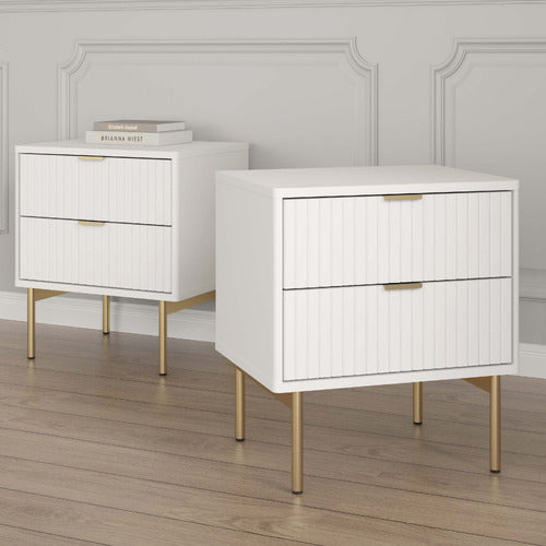 CAPE FURNITURE LILAH RIBBED BEDSIDE TABLES (SET OF 2)