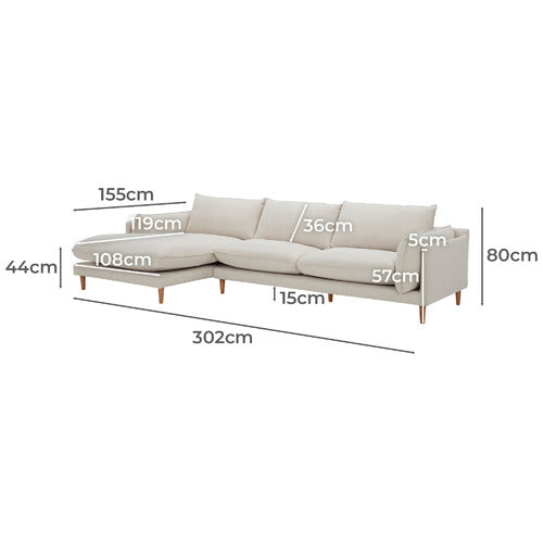 TERRY 3 SEATER SOFA WITH CHAISE