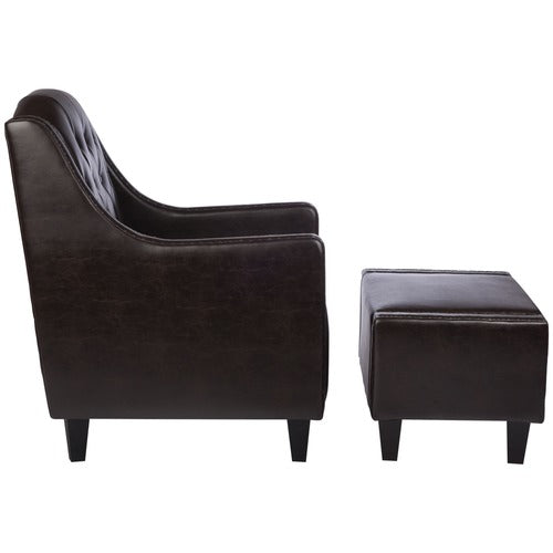 FURNITURE MARKET ELSTERNWICK FAUX LEATHER ARMCHAIR & FOOTSTOOL SET