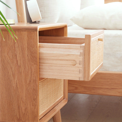 MODERN COLLECTIVE ENZO AMERICAN OAK WOOD BEDSIDE TABLE