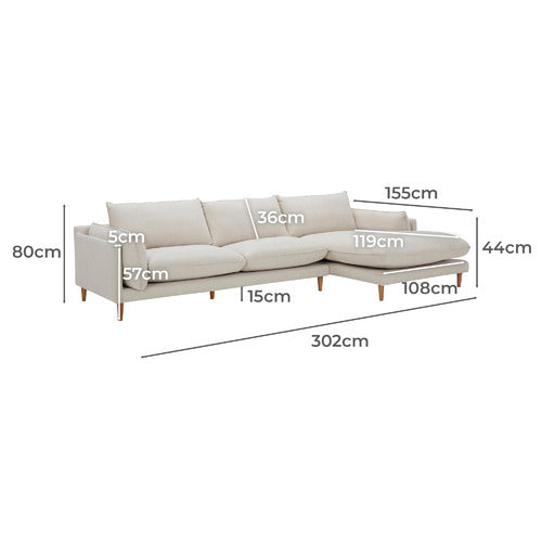 TERRY 3 SEATER SOFA WITH CHAISE