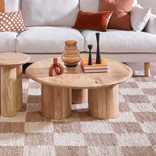 CLOVER MANGO WOOD PILLAR LEG COFFEE TABLE