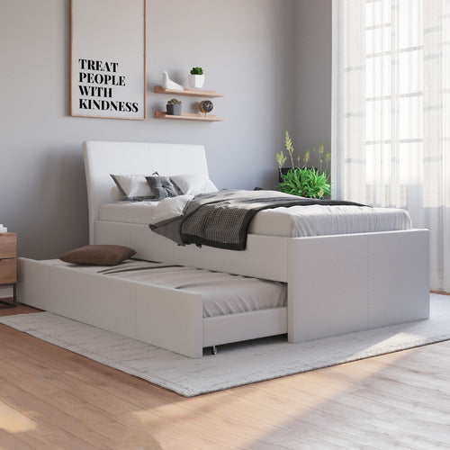 RAWSON & CO VIVIAN KING SINGLE FAUX LEATHER TRUNDLE BED