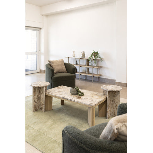 MISHA RECTANGLE MANGO WOOD & MARBLE COFFEE TABLE