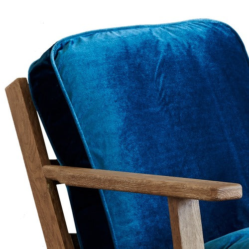 NATURALLY PROVINICIAL COILA SOLID OAK & VELVET LEISURE ARMCHAIR