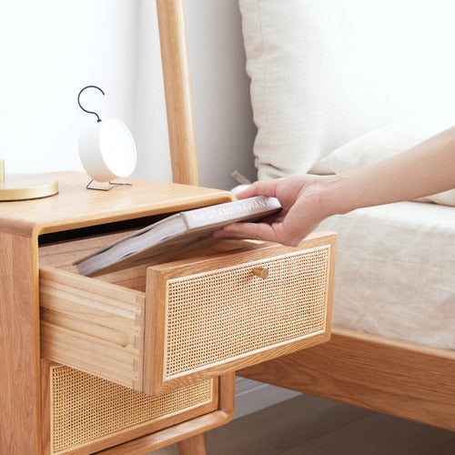 MODERN COLLECTIVE ENZO AMERICAN OAK WOOD BEDSIDE TABLE