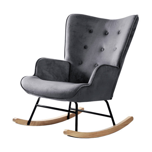 LIVING FUSION SANDY VELVET ROCKING CHAIR
