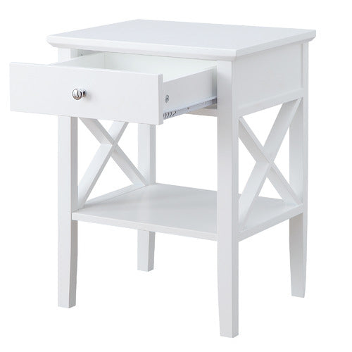 WEST VALLEY INTERIORS WHITE LONG ISLAND 1 DRAWER BEDSIDE TABLE