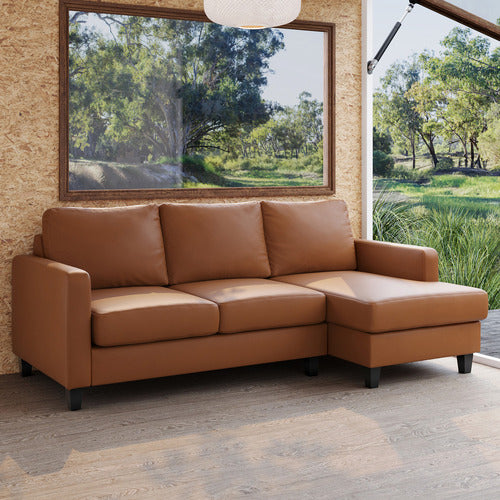 ARMADA COMMERCIAL LOISE 4 SEATER FAUX LEATHER MODULAR SOFA WITH RIGHT CHAISE