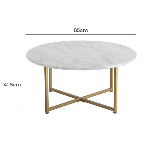 EVER DREAMING LIVING GOLDEN GAEL FAUX MARBLE COFFEE TABLE