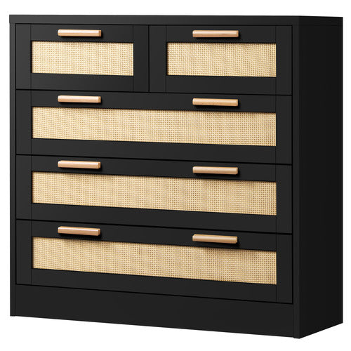 HOXTON ROOM ANGUS 5 DRAWER RATTAN DRESSER