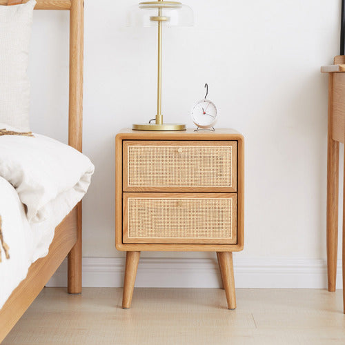 MODERN COLLECTIVE ENZO AMERICAN OAK WOOD BEDSIDE TABLE
