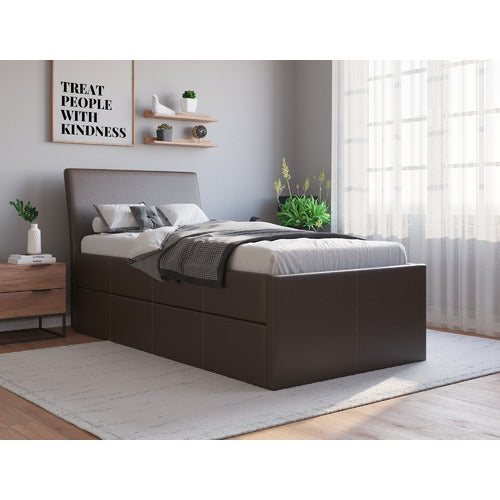 RAWSON & CO VIVIAN KING SINGLE FAUX LEATHER TRUNDLE BED