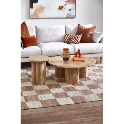 CLOVER MANGO WOOD PILLAR LEG COFFEE TABLE