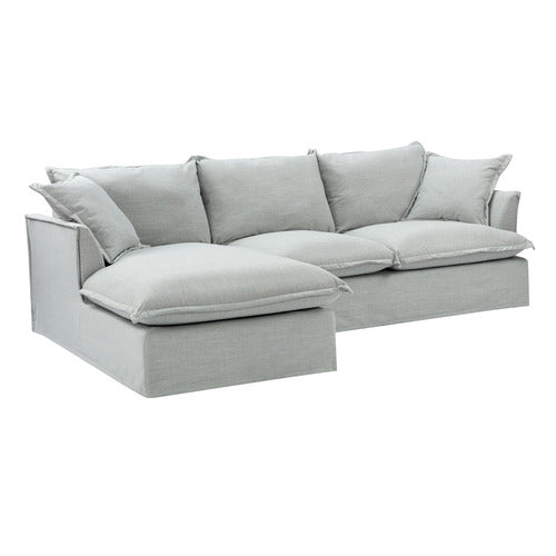 CREAM SOFTY PREMIUM 3 SEATER SLIPCOVER SOFA WITH CHAISE