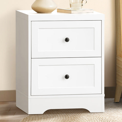 LIVING FUSION WHITE AURORA 2 DRAWER BEDSIDE TABLE