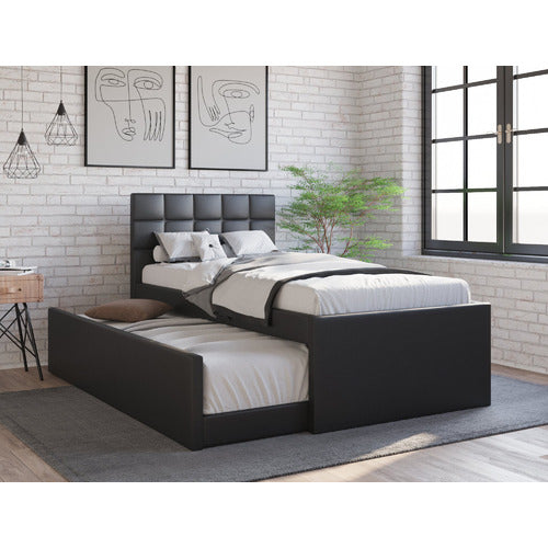 RAWSON & CO LANDA FAUX LEATHER KING SINGLE BED WITH TRUNDLE