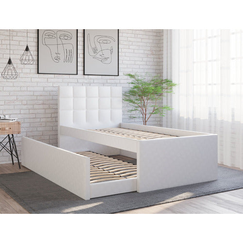 RAWSON & CO LANDA FAUX LEATHER KING SINGLE BED WITH TRUNDLE