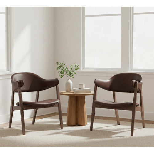 MIKASA FURNITURE CORDOVA FAUX LEATHER ARMCHAIRS (SET OF 2)
