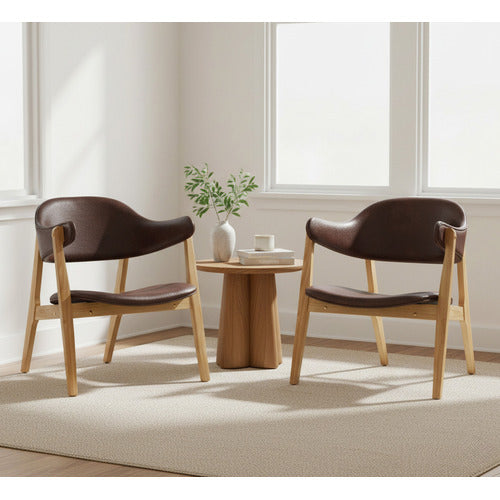 MIKASA FURNITURE ARSBY FAUX LEATHER ARMCHAIRS (SET OF 2)
