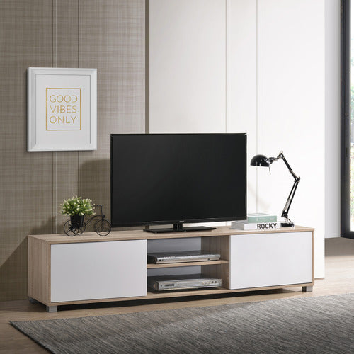 CORE LIVING 180CM NATURAL & WHITE AVERY TV UNIT