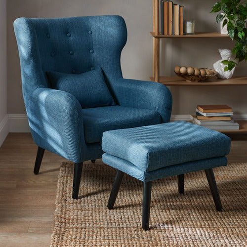 2 PIECE HANOVER UPHOLSTERED ARMCHAIR & FOOTSTOOL SET