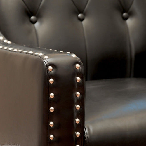 FURNITURE MARKET ELSTERNWICK FAUX LEATHER ARMCHAIR & FOOTSTOOL SET