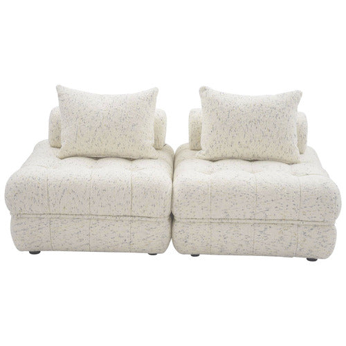 EVER DREAMING LIVING BEIGE ELLA 76CM WOOL-BLEND LOUNGE CHAIRS (SET OF 2)