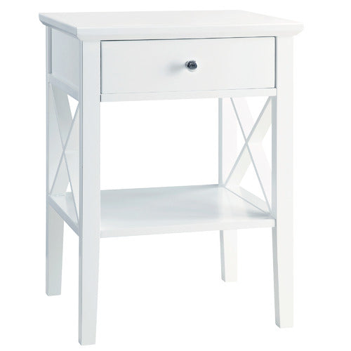 WEST VALLEY INTERIORS WHITE LONG ISLAND 1 DRAWER BEDSIDE TABLE