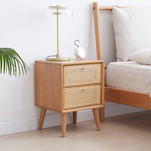 MODERN COLLECTIVE ENZO AMERICAN OAK WOOD BEDSIDE TABLE