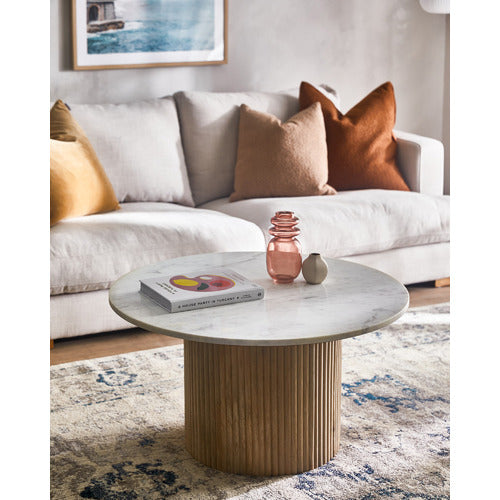 ANIKA MANGO WOOD & MARBLE COFFEE TABLE