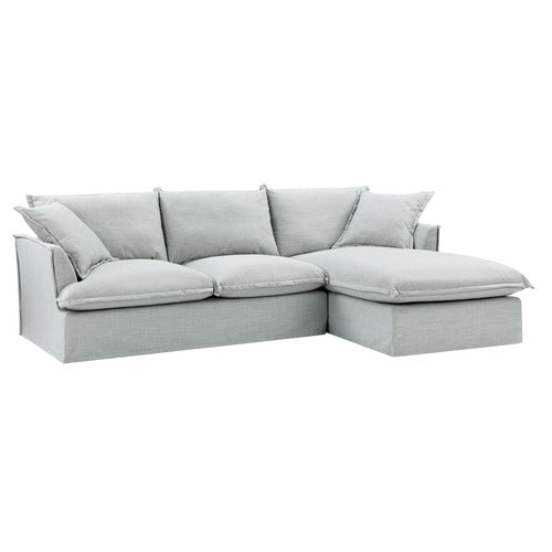 CREAM SOFTY PREMIUM 3 SEATER SLIPCOVER SOFA WITH CHAISE